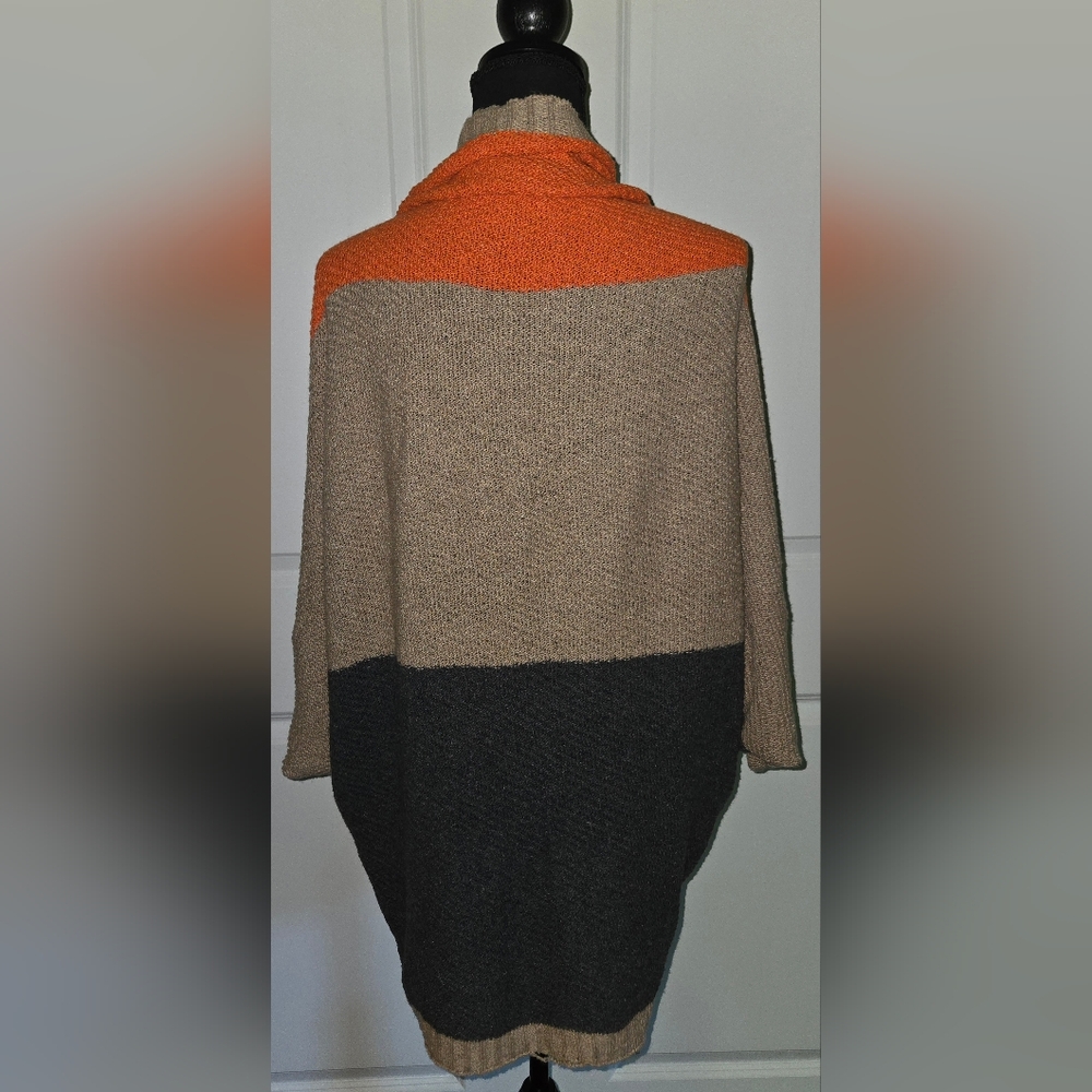Shein Sweater Cardigan Color Block Sz Sm Orange Taupe Gray - Picture 5 of 8